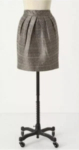 Tabitha Anthropologie Avant Tweed Metallic Pleated Skirt Sz 4 - Picture 1 of 10