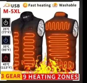 Electric USB Jacket Men Women Heated Vest Warm Winter Coat Thermal Heating Vest - Picture 1 of 3
