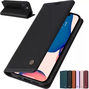 For iPhone 16 15 14 13 12 11 X XR SE 7 8 Plus Magnetic Wallet Leather Case Cover - Picture 1 of 55