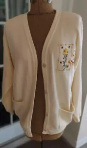 Vintage Glory Womens Button Up Sweatshirt Cardigan Embroidered Beehive Size L US - Picture 1 of 5