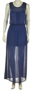 Hinge Womens Dress Size S Blue Solid Maxi Long Sleeveless Viscose Casual - Picture 1 of 5