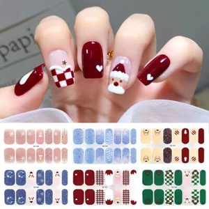 Christmas Nail Stickers Semi Cured Gel Nail Stickers UV Lamp Required Gel Wraps~ - Picture 1 of 27