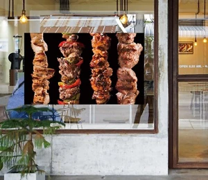 Parrilla 3D Tienda de kebab BARBACOA K236 Pegatinas de ventana Vinilo Papel pintado Pared Murales Panda - Imagen 1 de 11