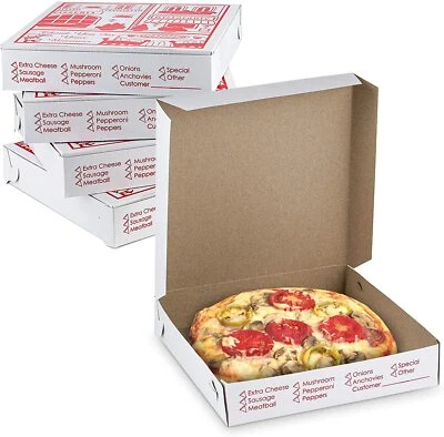 MT Products Pizza Boxes Extra Thin 10" x 2" Clay Coated Togo Box - Pack of 20 - Image 1 of 4