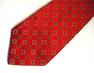 Tasso Elba Mens Necktie Tie Red Blue Geometric Silk Wide 61" Long Career - Picture 1 of 5