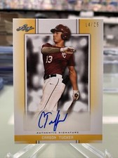 2019 Leaf Perfect Game National Showcase Base Yellow /25 Carson Tucker Auto