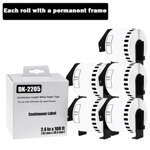 5ROLLS Shipping Label 2-3/7"x100' Compatible Brother QL1050N DK-2205 62mmx30.48m - Picture 1 of 12