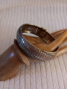 Vintage Italien dreifarbig Sterling Omega Armreif 7" Armband 3/4" breit 27,3 g - Bild 1 von 6