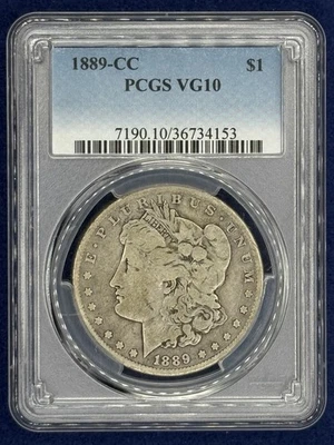 1889-CC Morgan Silver Dollar PCGS VG10 RARE *KEY DATE* - Image 1 of 4