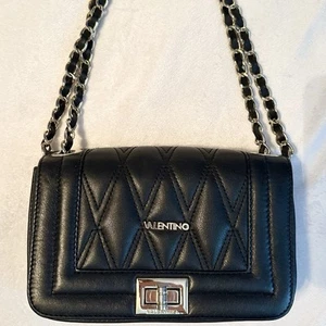 Mario Valentino Beatriz D Quilted Purse Shoulder Mini Bag Black Gold Italy - Picture 1 of 21