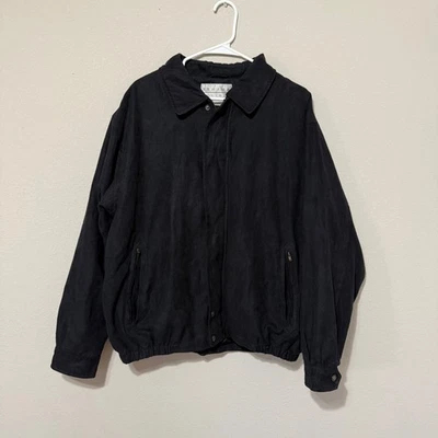 Jaqueta Bombardeiro Preta Masculina Vintage Tehama Clint Tamanho Grande *Leia* - Imagem 1 de 4