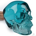 Lifesized 6.9" Blue Obsidian Hand Carved Crystal Skull, Super Realistic
