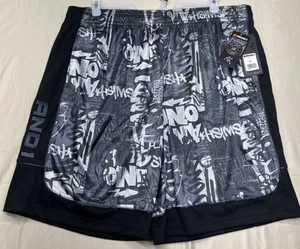 AND1 Herren Größe 2XL schwarz silber Spruch Graffiti Basketball Shorts neu mit Etikett - Bild 1 von 10