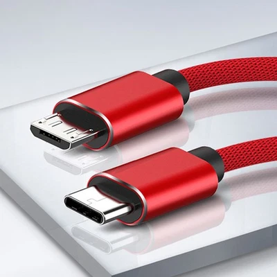 1M USB 2.0 Type-C To Micro USB Cable For OTG Sync Braided Data Charging Cable - Image 1 of 4