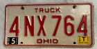 United States Ohio Base Truck License Plate 4Nx 764 - 1989 Exp Tab