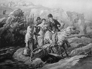 c1893 SHETLAND Print THE ROAD TO NEXT TOUN Life in Shetland by Frank Barnard - Picture 1 of 4