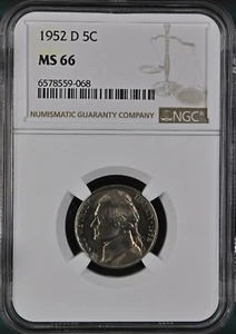1952-D Jefferson Nickel NGC Gem MS66 #6578559-068 - Picture 1 of 2