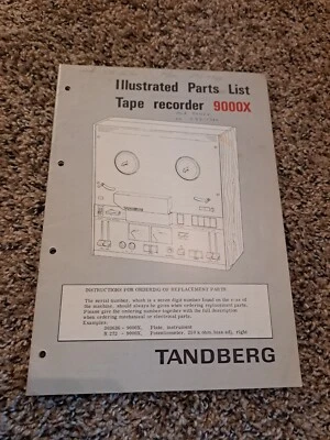 Grabadora de cinta original Tandberg 9000x carrete a carrete ilustrada lista de piezas manual Foto 1 de 4