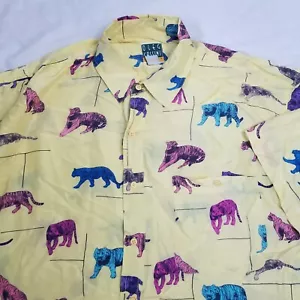 Vintage Ole Cassini Shirt Mens XL Silk Disco Mod Tiger Lion Animal Print 70s 80s - Picture 1 of 4