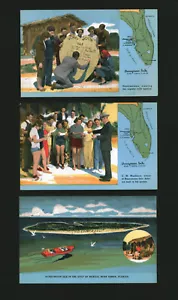 Honeymoon Isle - Tampa Florida Ende 1940er Kitsch - 3 Postkarten Set unbespielt - Bild 1 von 2