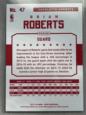 2015-16 Panini NBA Hoops Red Back Brian Roberts Charlotte Hornets No. 47