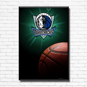 DALLAS MAVERICKS WITH BALL NBA Team Logo Basketball Poster / Canvas - Picture 1 of 5