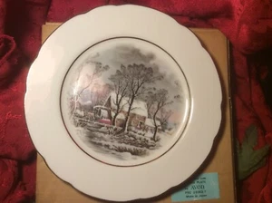 Vintage Avon Currier & Ives Cookie Plate 1977 Japan 22k Gold Gilt Estate Items - Picture 1 of 10