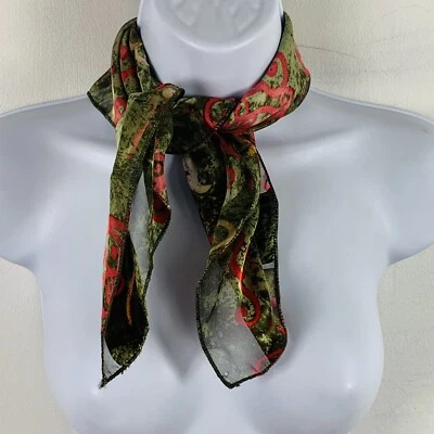 Bufanda cuello cuadrado roja verde cachemira abstracta sin marca para mujer DE COLECCIÓN Foto 1 de 4