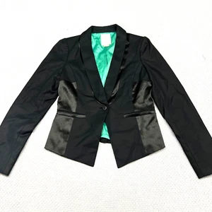 Anthropologie Elevenses Blazer Jacke Damen 6 schwarz Baumwolle Smoking formell adrett - Bild 1 von 10