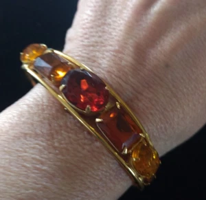 Vintage orange mix stone Cuff bracelet - Picture 1 of 3
