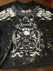 Men’s Xzavier Y2K T-Shirt 4XL Affliction Style Patron Saint Double Sided Graphic - Picture 1 of 7