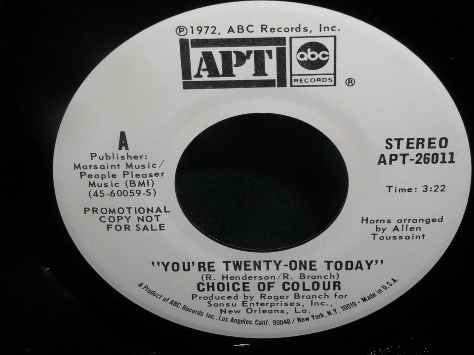 Choice of Colour 45 You're Twenty-One Today mono/stereo Promo~North. Soul; NM Foto 1 de 3