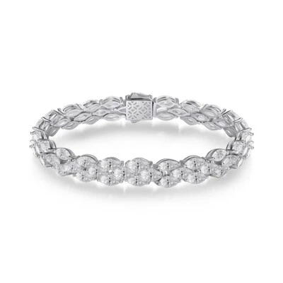 Full Marquise Cut Moissanite Tennis Bracelet Women Chain 925 Sterling Silver GRA - Image 1 of 4
