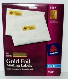 Etiquetas postales Avery Gold Foil nuevas en paquete, 3/4 x 2-1/4, 300/paquete - Imagen 1 de 2