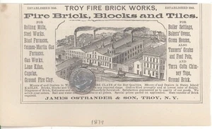 1879 TROY FIRE BRICK WORKS New York blocks tiles JAMES OSTRANDER & SON NY Ad - Picture 1 of 1