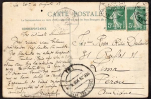 3055 FRANKREICH NACH PERU POSTKARTE LEUCHTTURM BERCK-PLAGE 1908 LUMBRES - LIMA - Bild 1 von 2