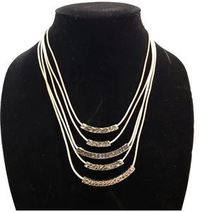 Lia Sophia Multi-Strand Necklace Silver Tone Slides on Blush Strands -Adjustable - Picture 1 of 6