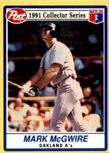 1991 Post Cereal Baseball #2 Mark McGwire Oakland Athletics