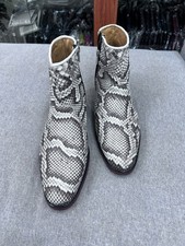 Black White Genuine Python skin leather skin boots LV Boots for men size 12 US