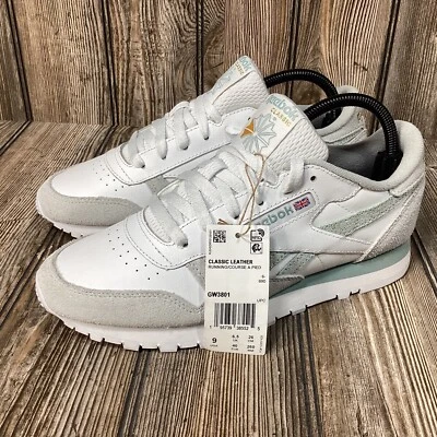 Zapatos para correr Reebok para mujer clásicos de cuero Legacy blancos/grises GW3801 talla 9 NUEVOS Foto 1 de 4