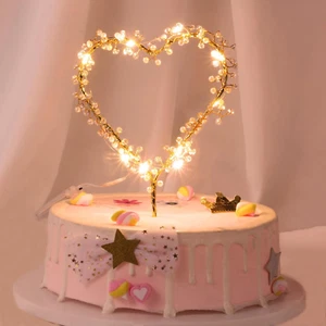 Valentine'S Day Tree Topper Love Heart Pearl Cake Toppers with LED Light for Val - Picture 1 of 12