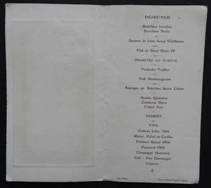 MENU ancien (28 avril 1920) Saumon de Loire, Château Lafue 1904... - Picture 1 of 2