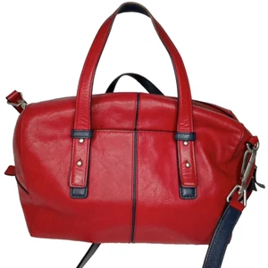 Vera Bradley Leder Umhängetasche einfarbig rot mittelgroß Handtasche Bowler Doktortasche - Bild 1 von 24