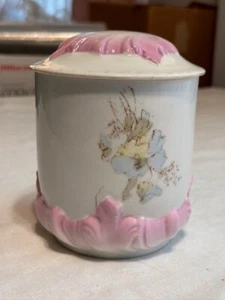 Porcelain VANITY Jar WITH LID Decor Cottage Core ANTIQUE 6"tall - Picture 1 of 13