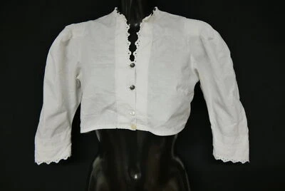 Gr.38 Dirndlbluse weiß Bluse für Dirndl Krüger Baumwolle mit Spitze B10922 - Bild 1 von 4