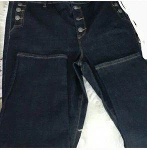 Sofia Vergara Damenjeans Größe 16 dunkle Waschung Knopfleiste gerades Bein Caprihose - Bild 1 von 4