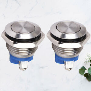 2PCS Car Horn Switch Button Stainless Steel Momentary Push Button