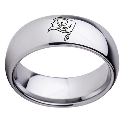 Tampa Bay Buccaneers Football Team Stainless Steel Silver Ring Band Size 6-13 Cover