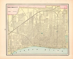 1902 DETROIT Michigan City Map Antique Street Map of Detroit Atlas Map 771 - Picture 1 of 3