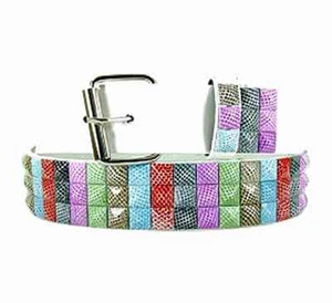 Mens Designer Studded Belt (New S) Rainbow Animal Print Quality Genuine Leather - Picture 1 of 2